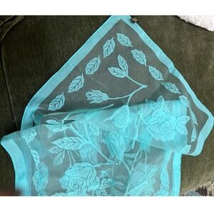 Vintage Japanese Sheer Rayon Floral Scarf 14 x 43